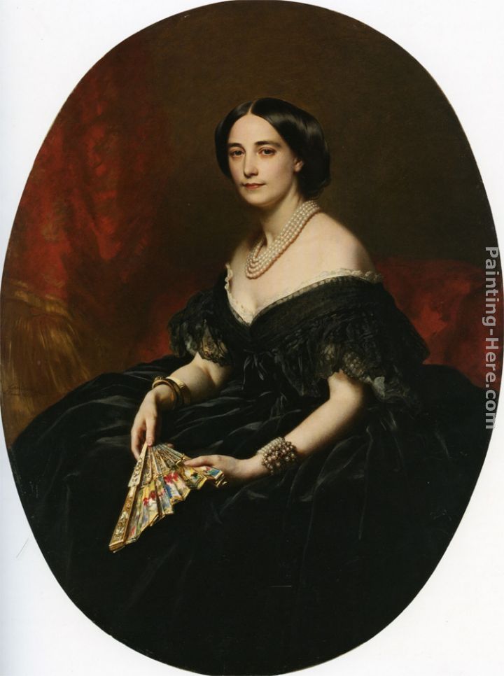 Portrait of a lady with a fan painting - Franz Xavier Winterhalter Portrait of a lady with a fan art painting Portrait of a lady with a fan painting - Franz Xavier Winterhalter Portrait of a lady with a fan art painting